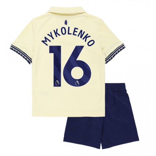 Fotbalové Dres Everton Vitaliy Mykolenko #16 Dětské Venkovní 2025-26 Krátký Rukáv (+ trenýrky)